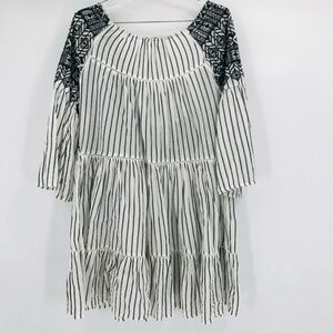 Free People Oversized Tiered Babydoll Dress Black White Size Small